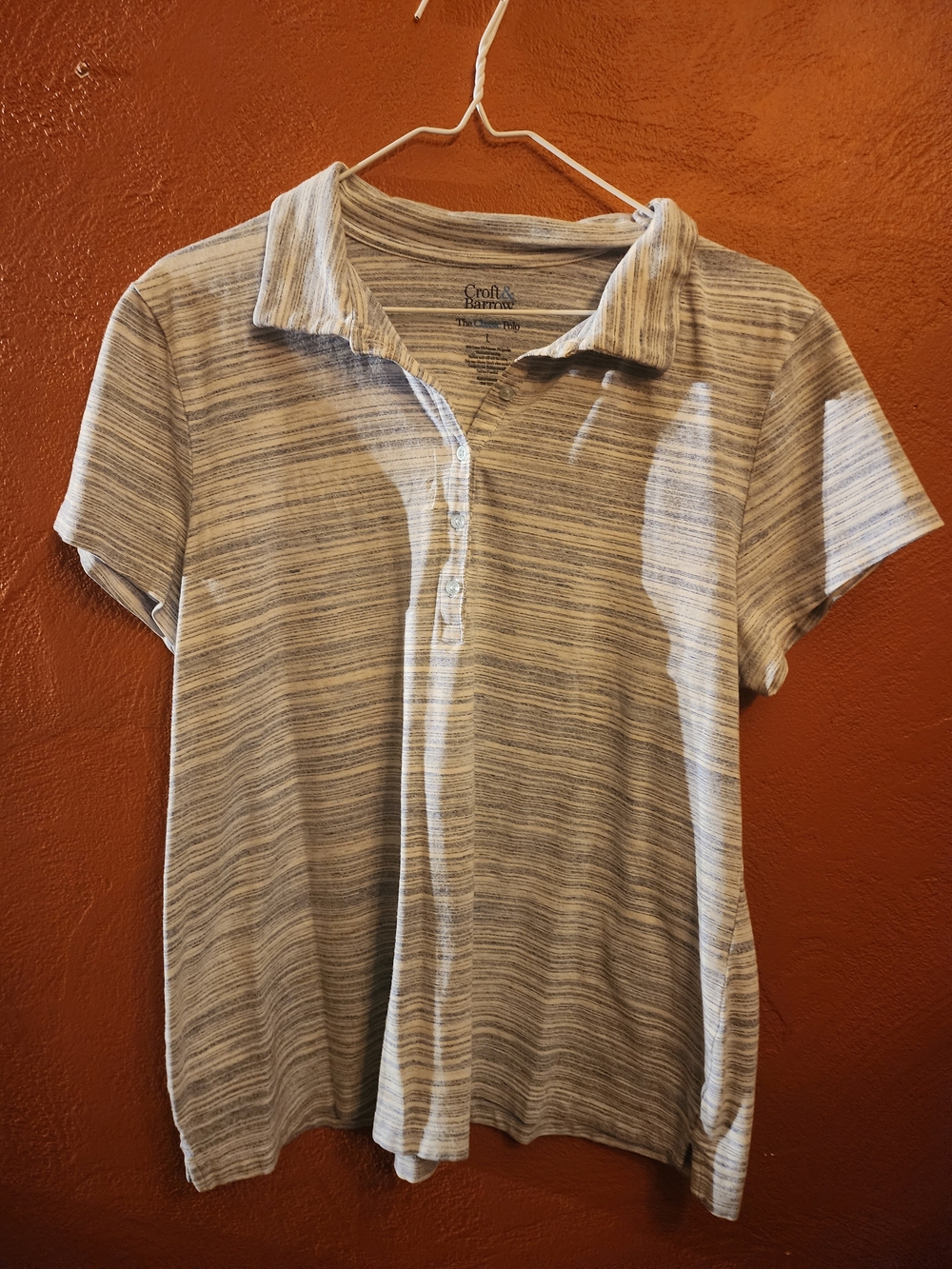 Croft & Barrow  Blue Striped Short-Sleeve Polo